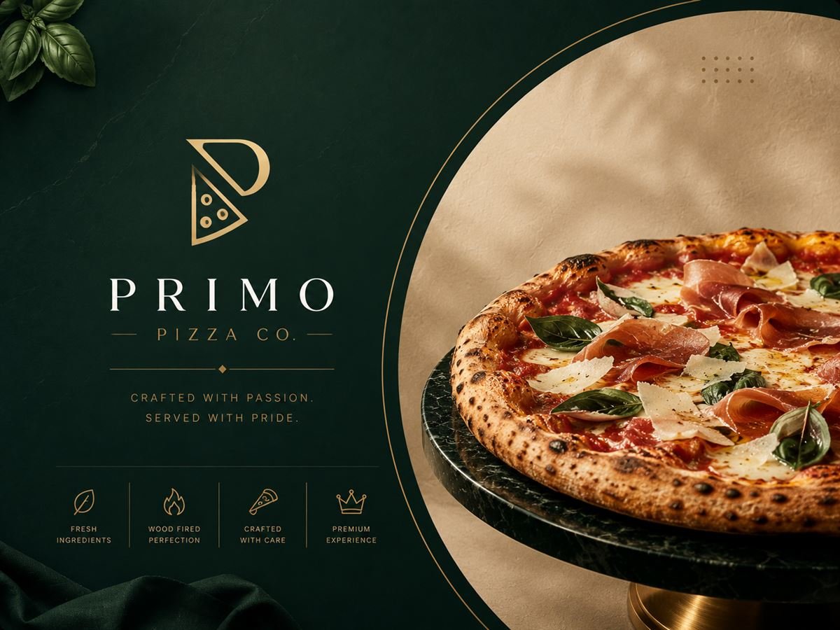 Primo Pizza Co. website concept — "Crafted with Passion"